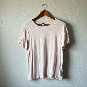 Old Navy Luxe Pink Striped Short Sleeve Relaxed Shirt Size Large
